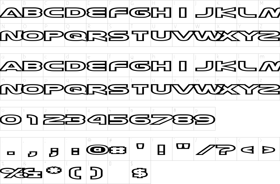 table des caractères