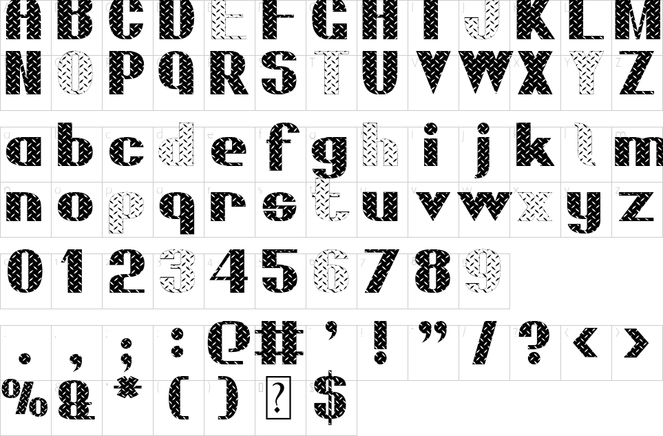 table des caractères