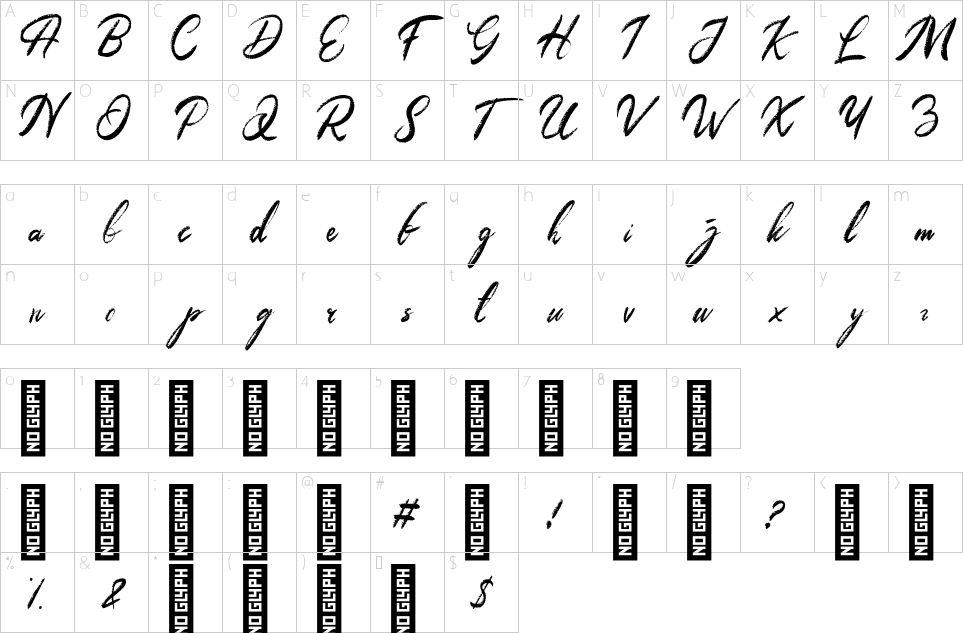 table des caractères