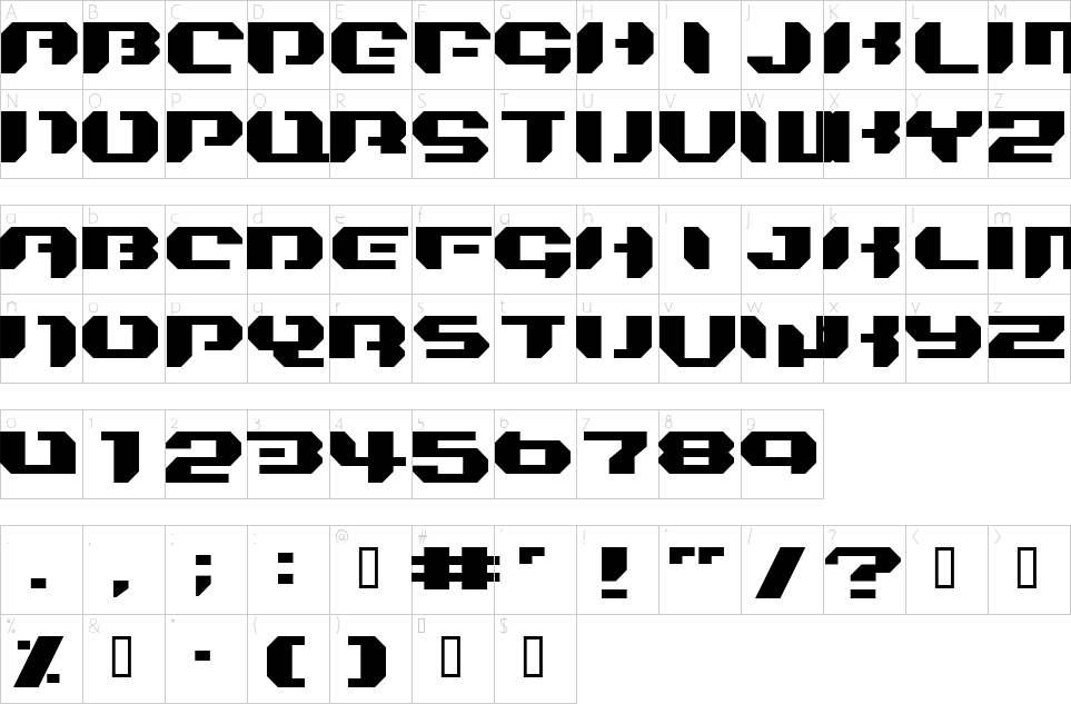 table des caractères