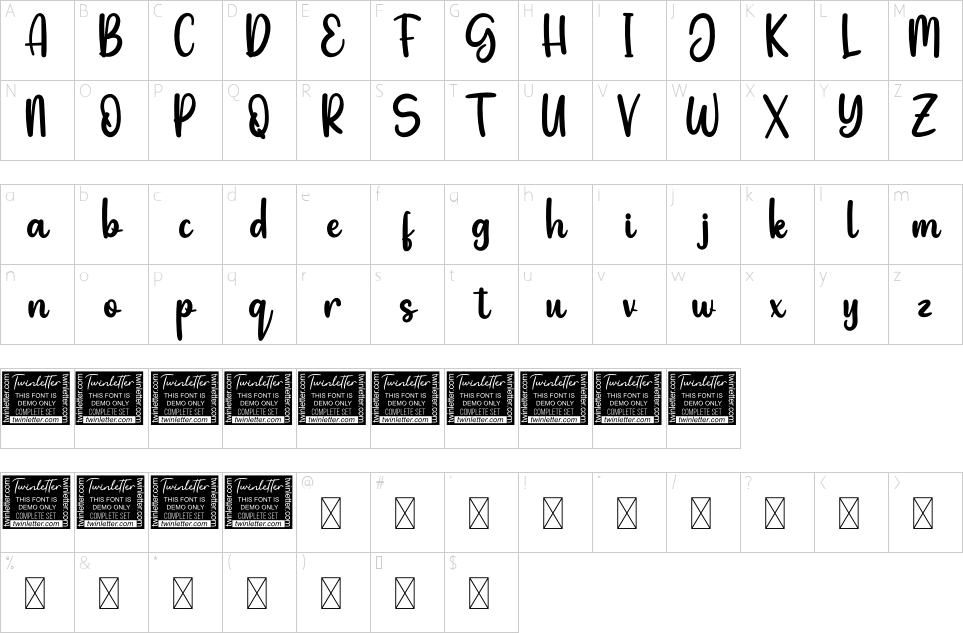 table des caractères