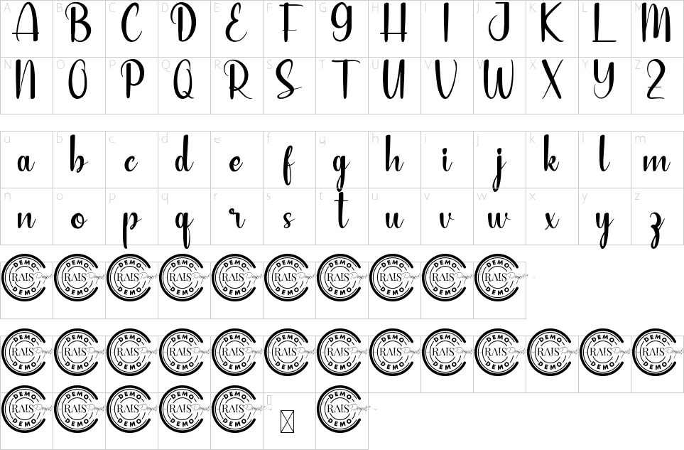 table des caractères