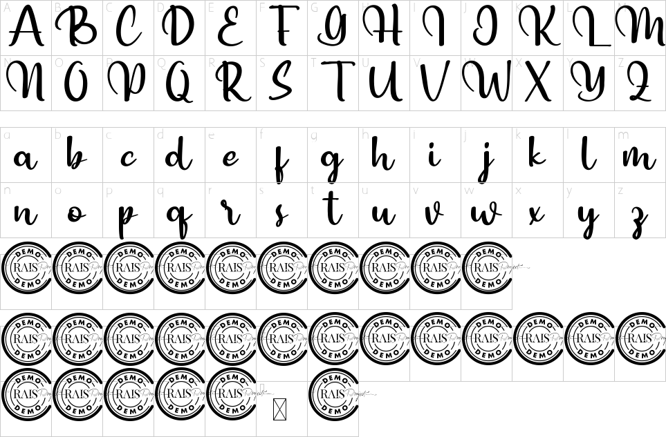 table des caractères