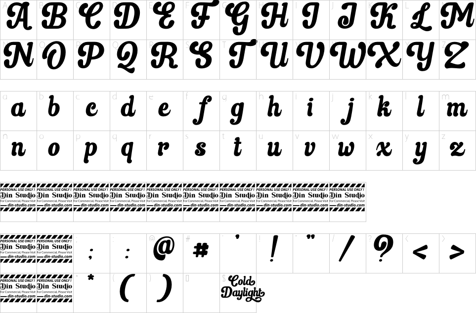 table des caractères