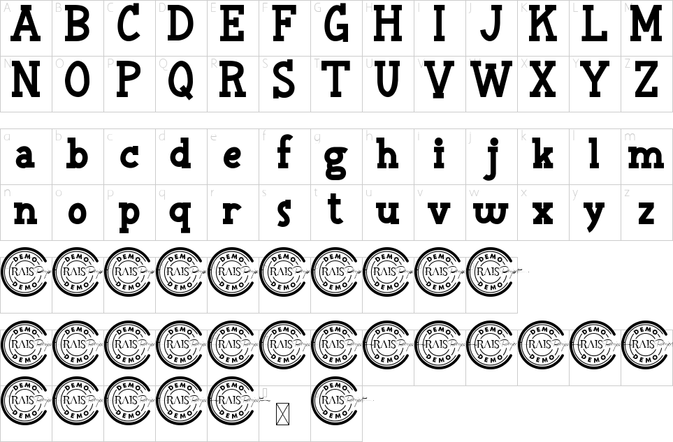 table des caractères