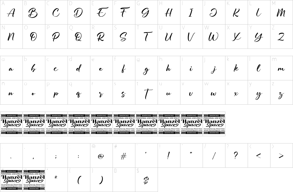 table des caractères