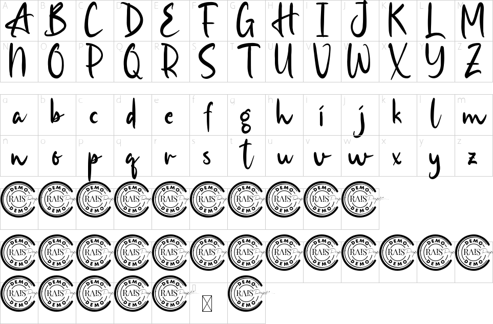 table des caractères