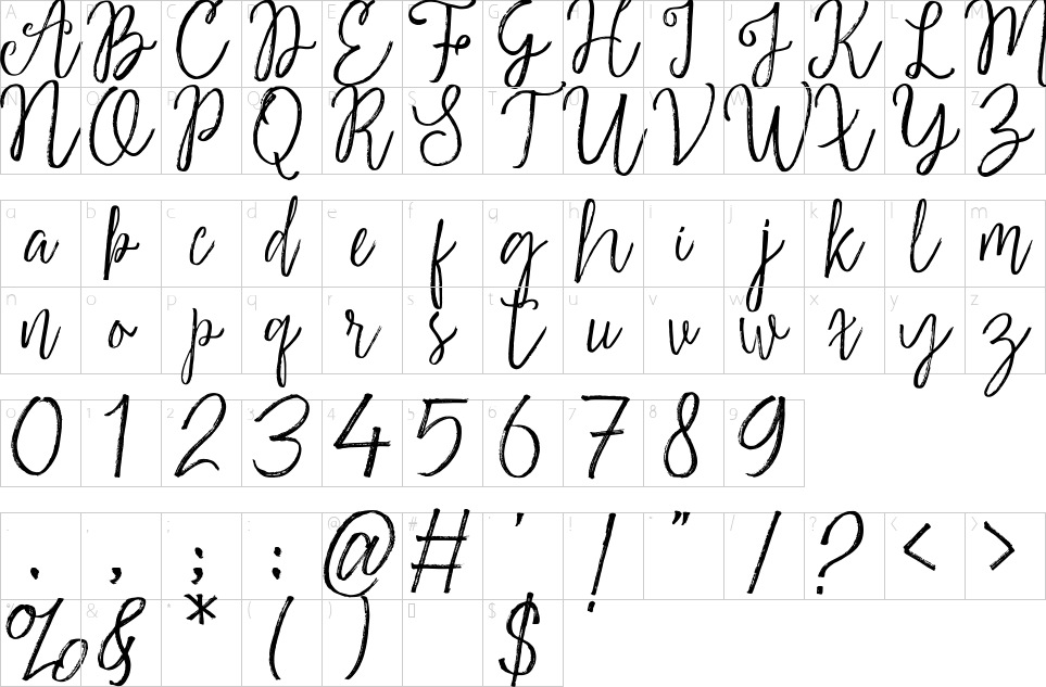 table des caractères