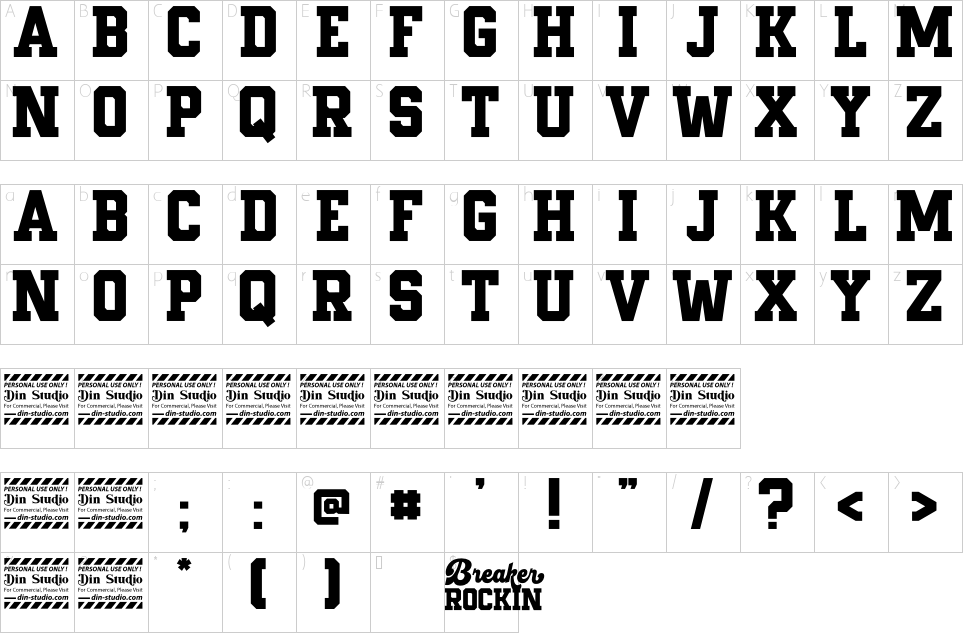 table des caractères