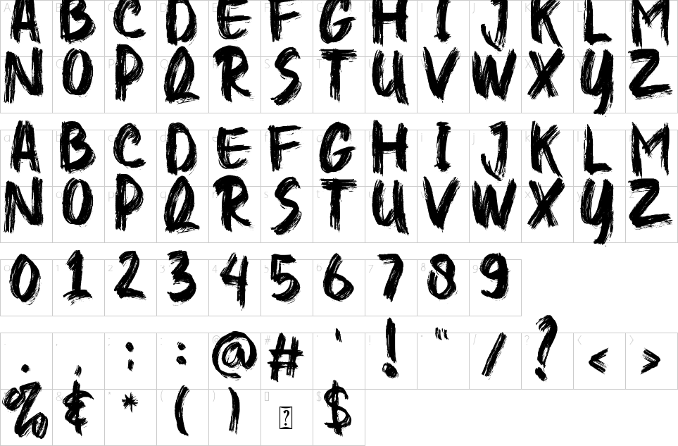 table des caractères