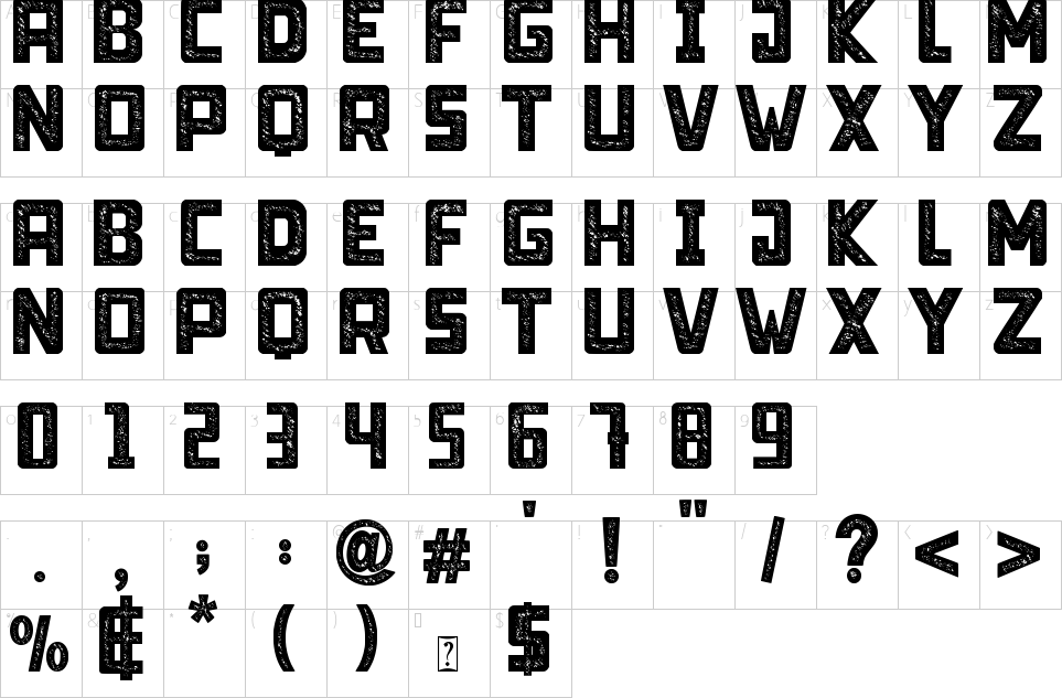 table des caractères