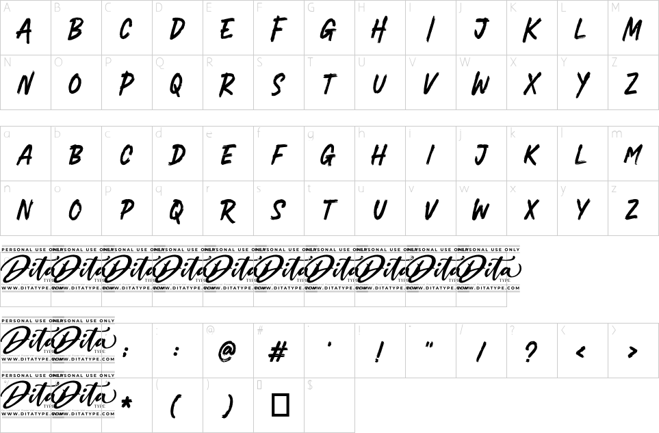 table des caractères