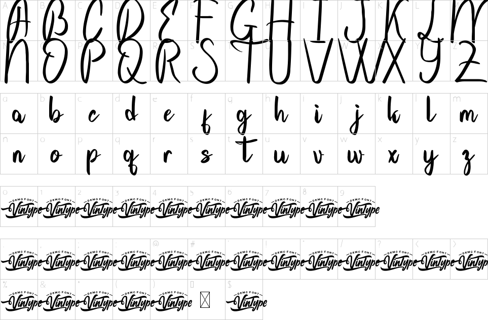 table des caractères