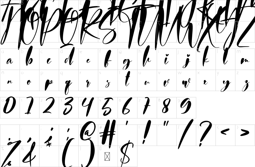 table des caractères