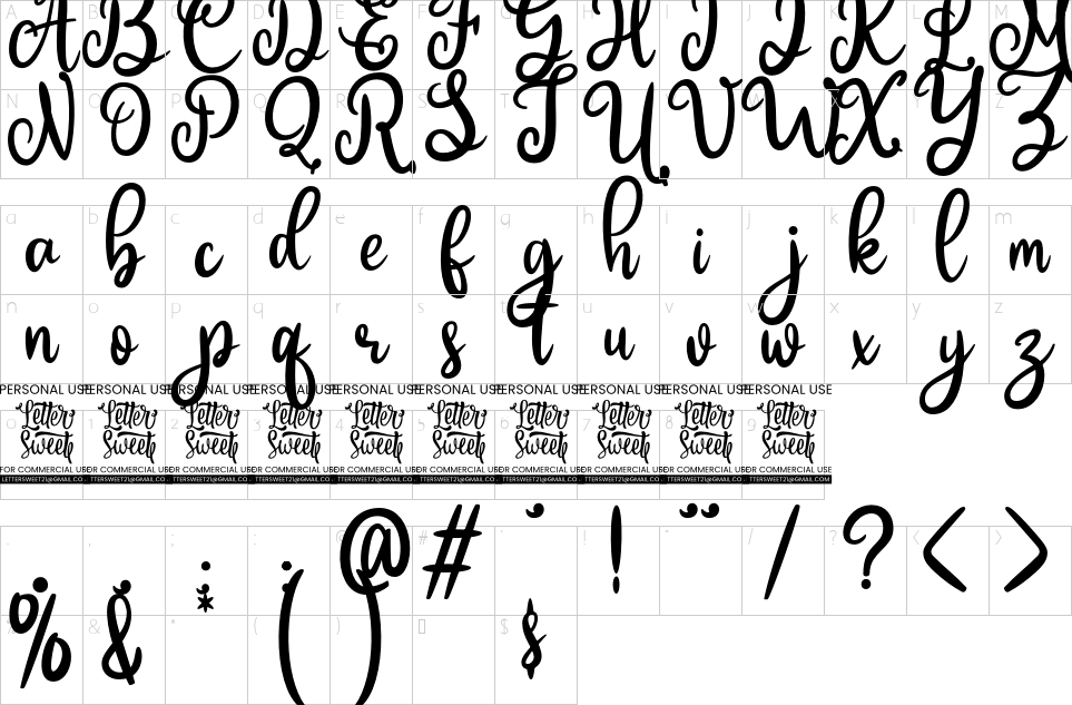 table des caractères