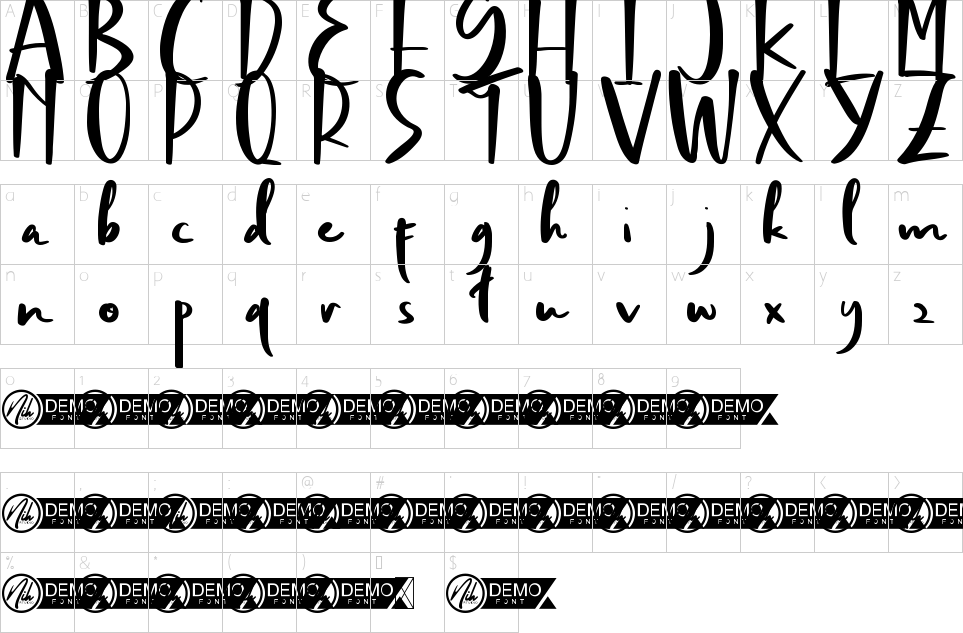 table des caractères
