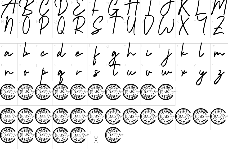 table des caractères