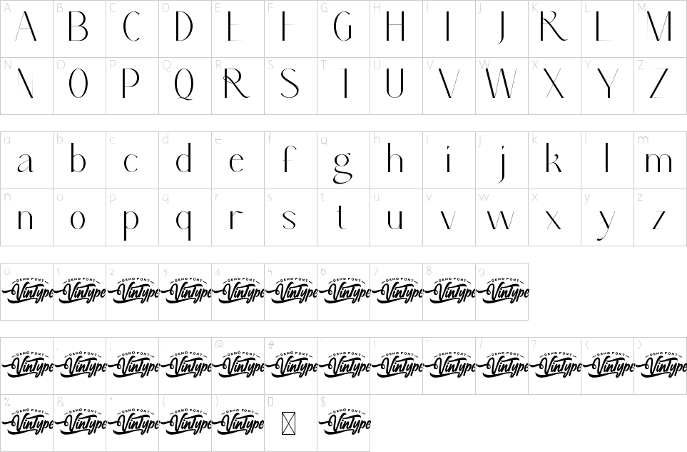 table des caractères